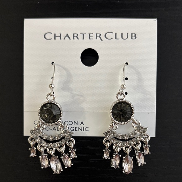 Charter Club Jewelry - Charter Club Silver and Gray Chandelier Earrings NWT